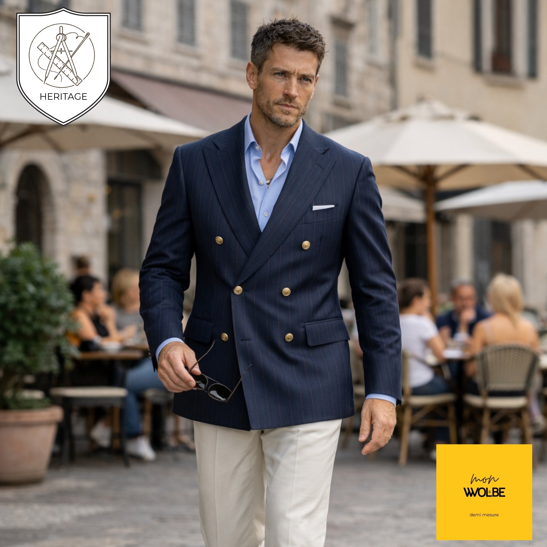 Veste croisée en mérinos Alfred, ligne Heritage