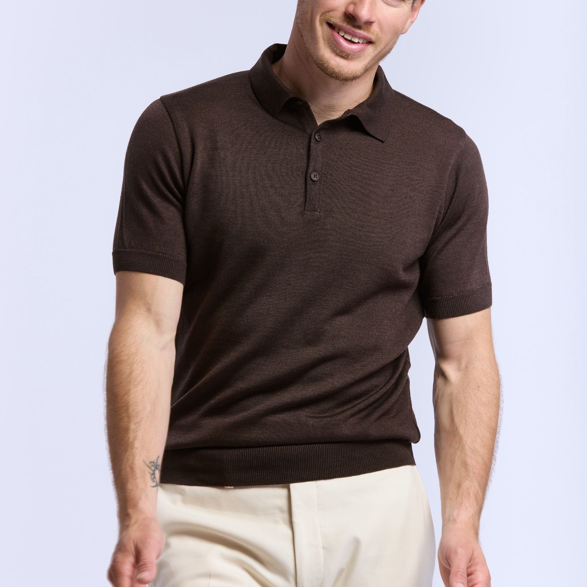 4-season merino polo shirt, Arguin