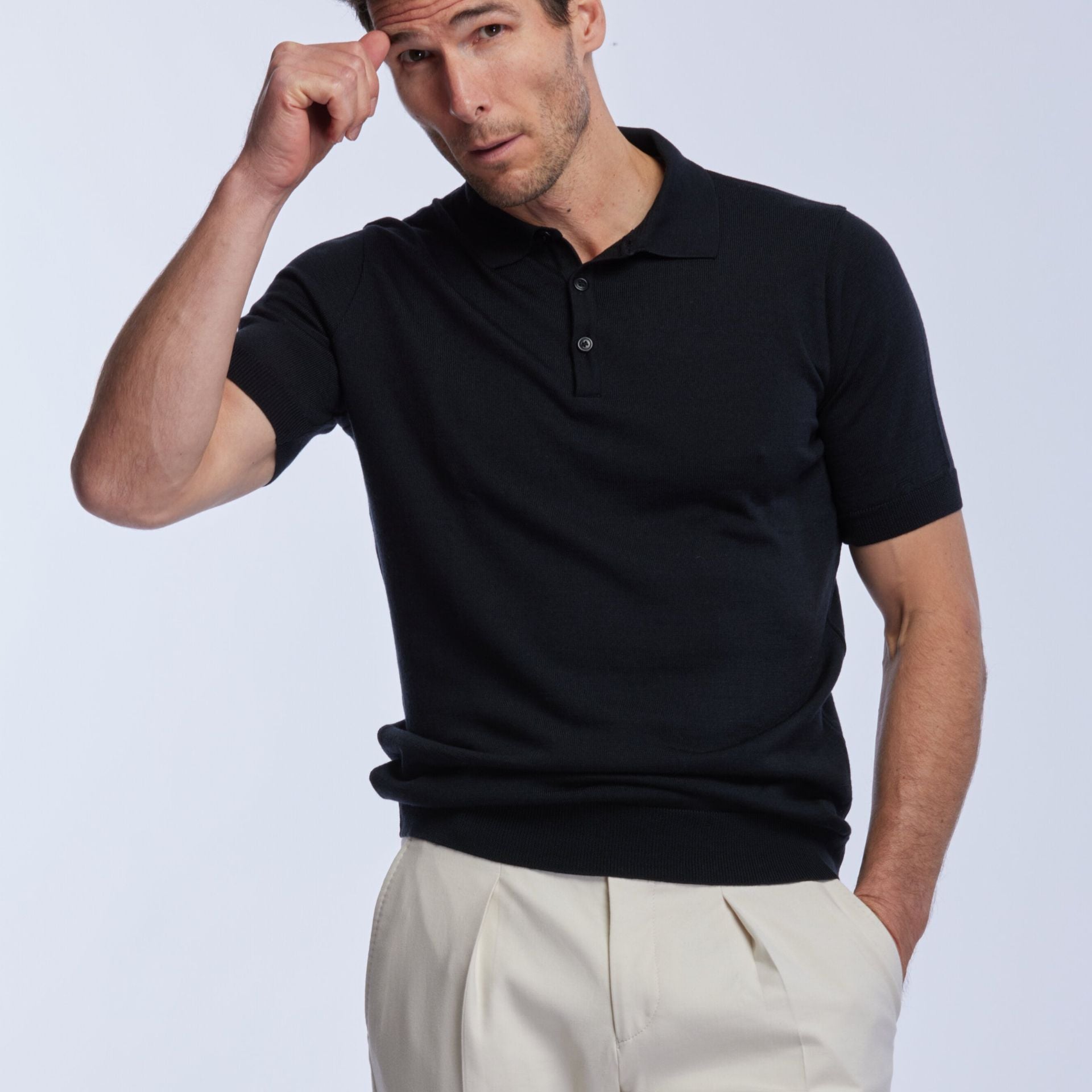 4-season merino polo shirt, Arguin