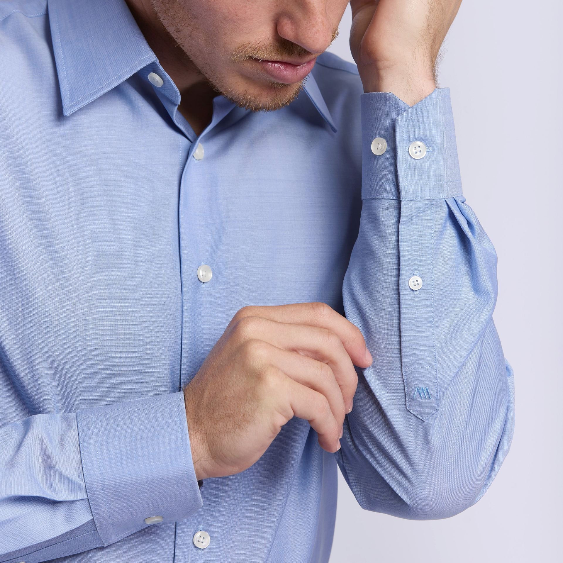 Chemise Biella 72 h merinos bleu col français Wolbe anti transpirante
