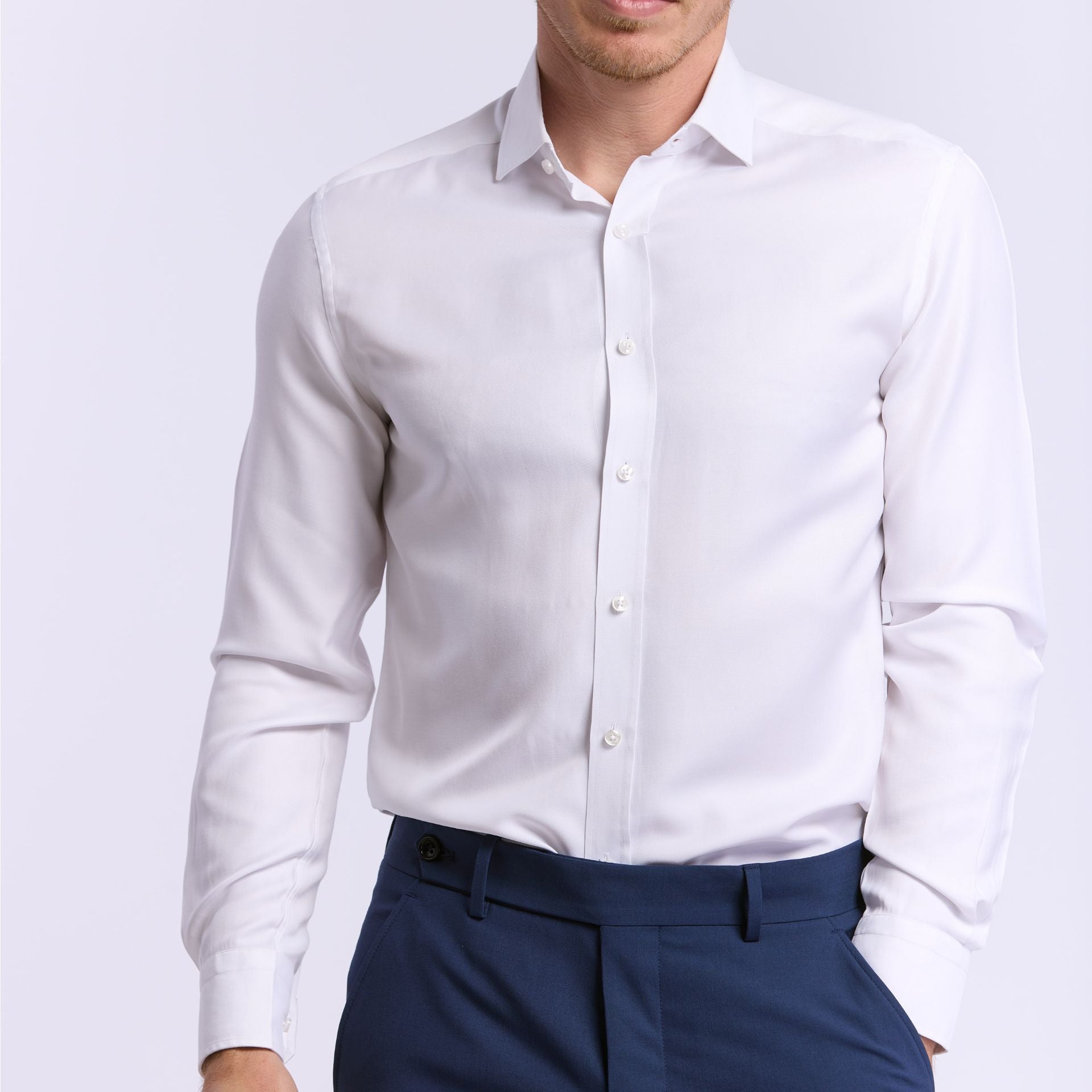 Chemise blanche anti transpiration en Tencel Wolbe Serenity