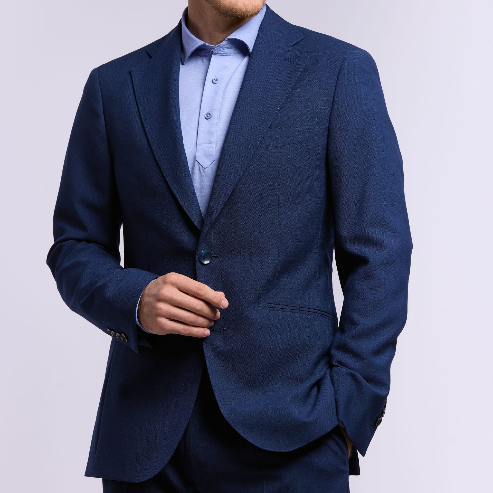 Poloshirt infroissable merinos Pyla_bleu_ciel_Wolbe