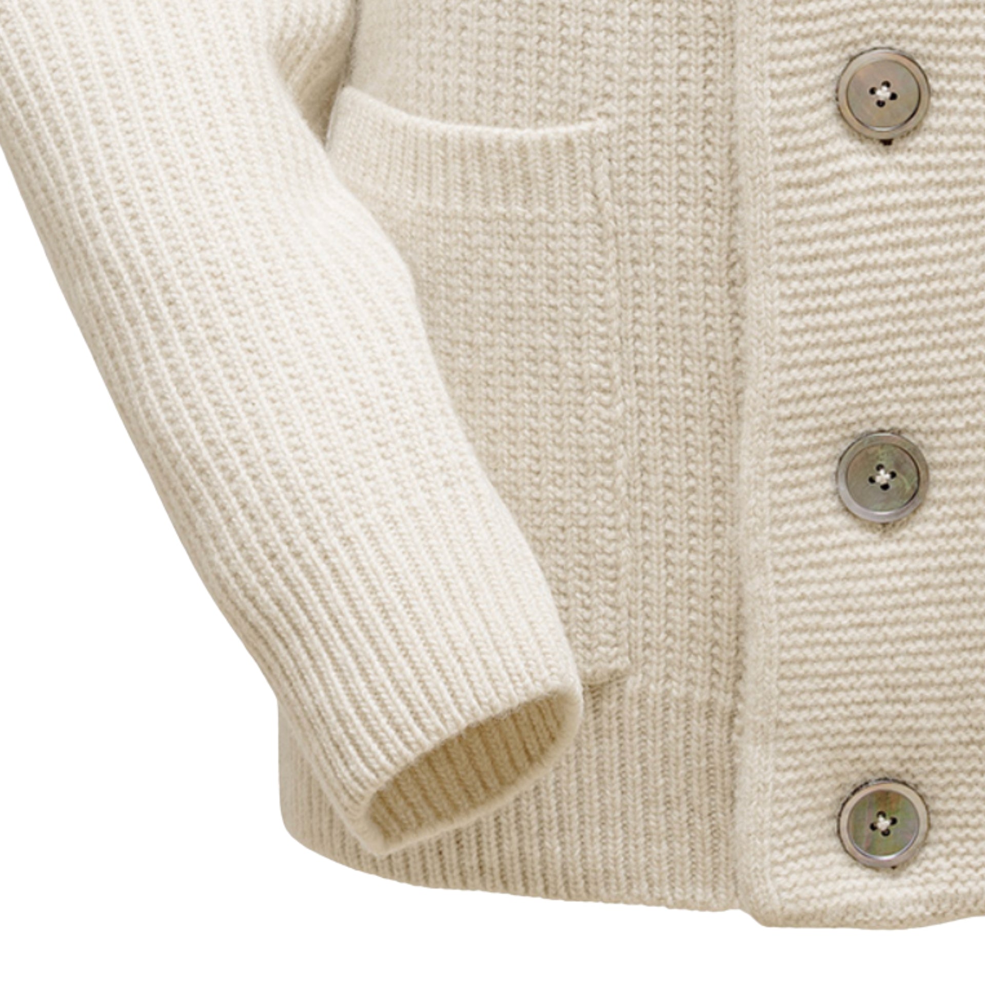 Cardigan col châle en laine d'agneau merinos