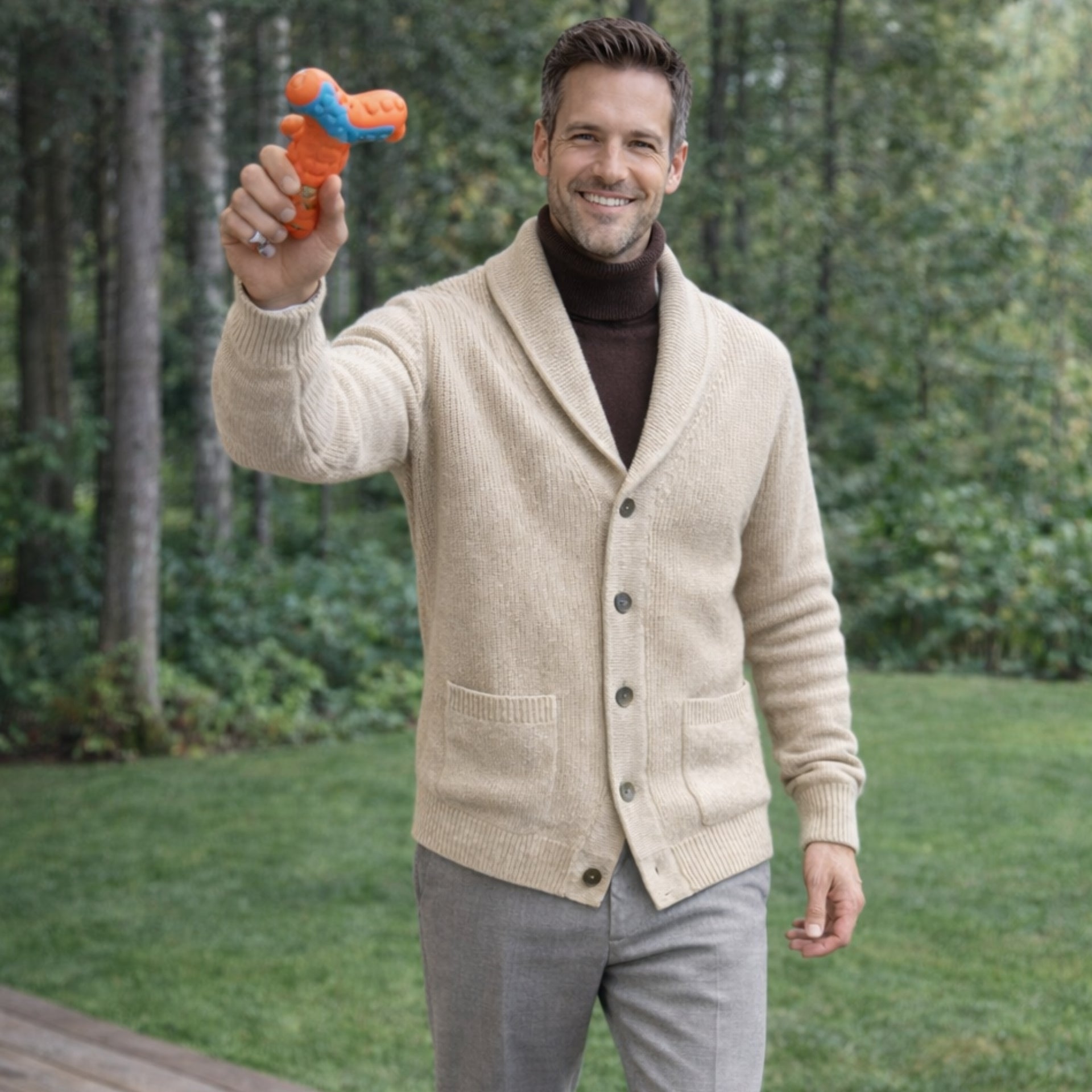 Cardigan col châle en laine d'agneau merinos