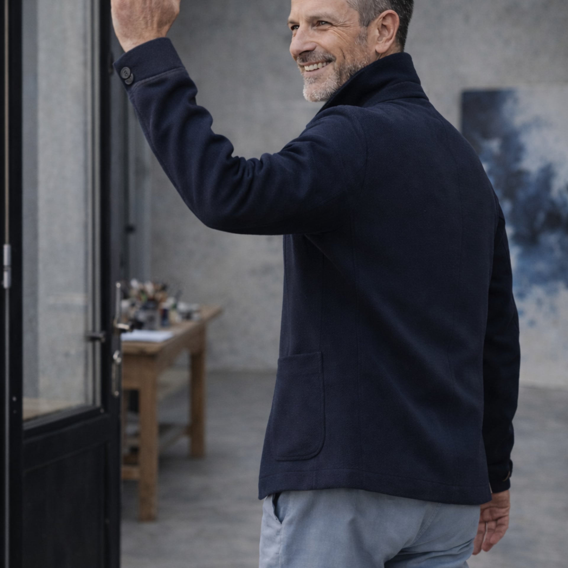 Veste de peintre Hopper en merinos, 4 boutons