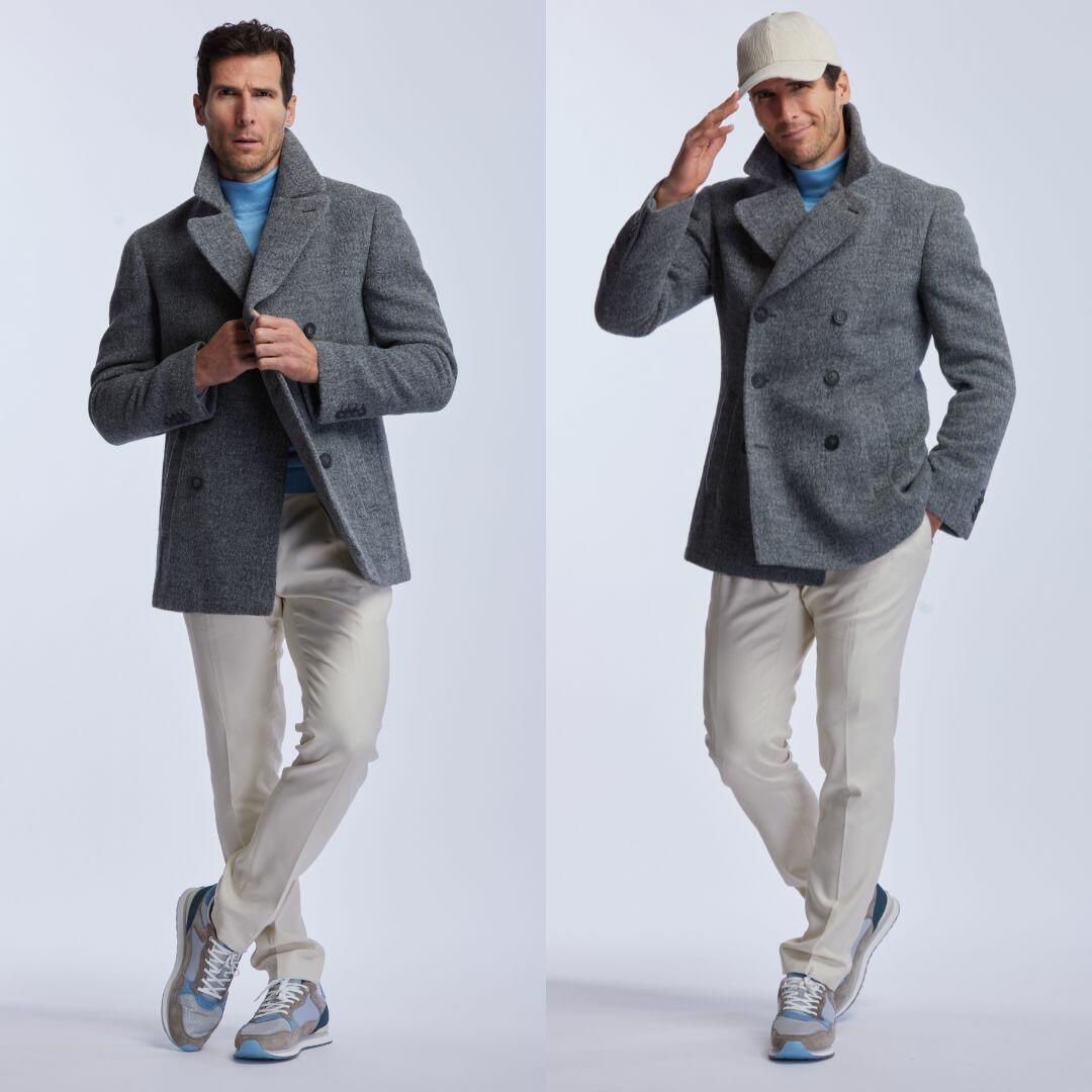 Very light pea coat in baby llama wool, Malo