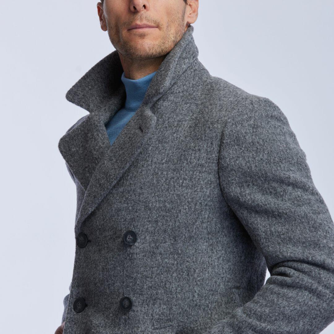 Very light pea coat in baby llama wool, Malo