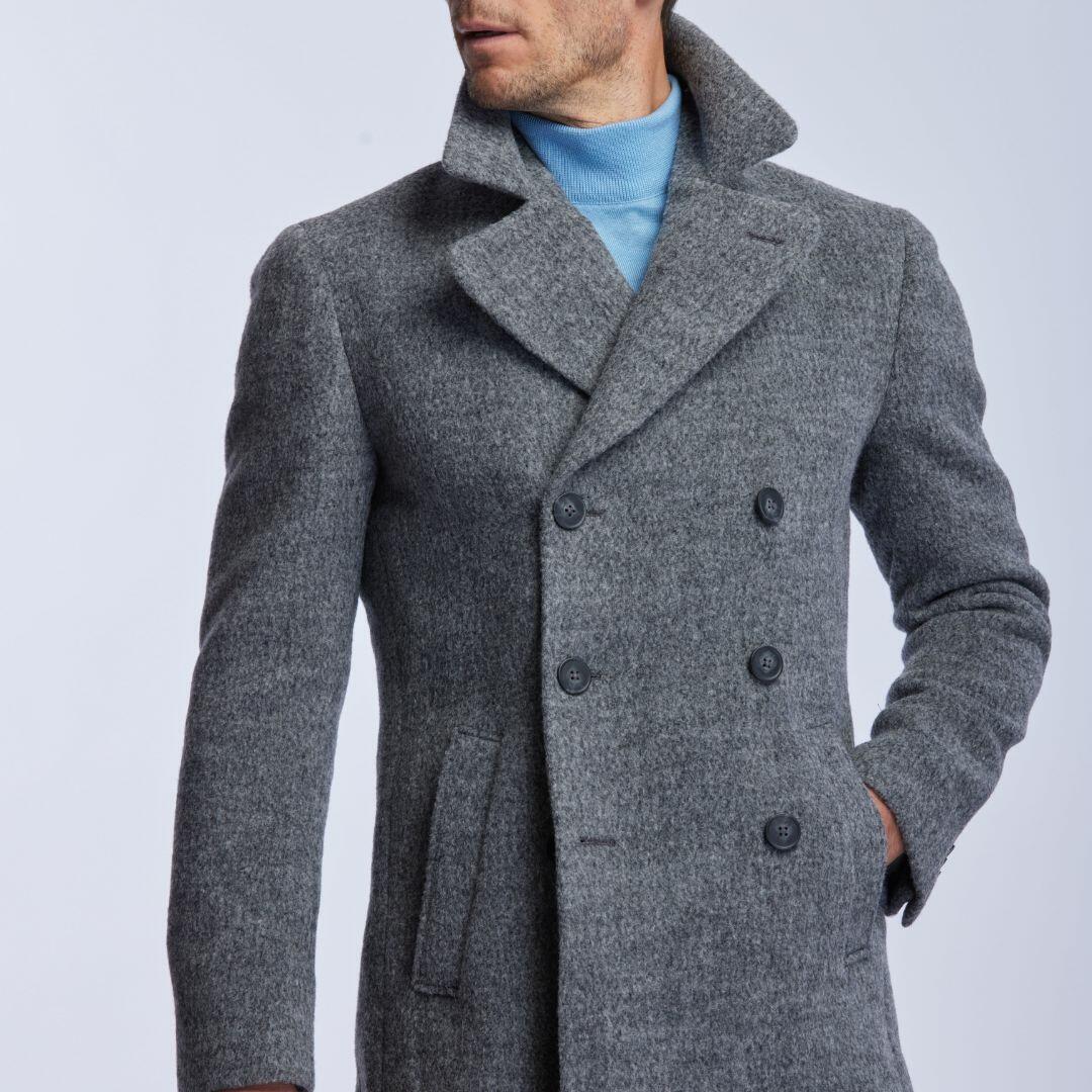 Very light pea coat in baby llama wool, Malo