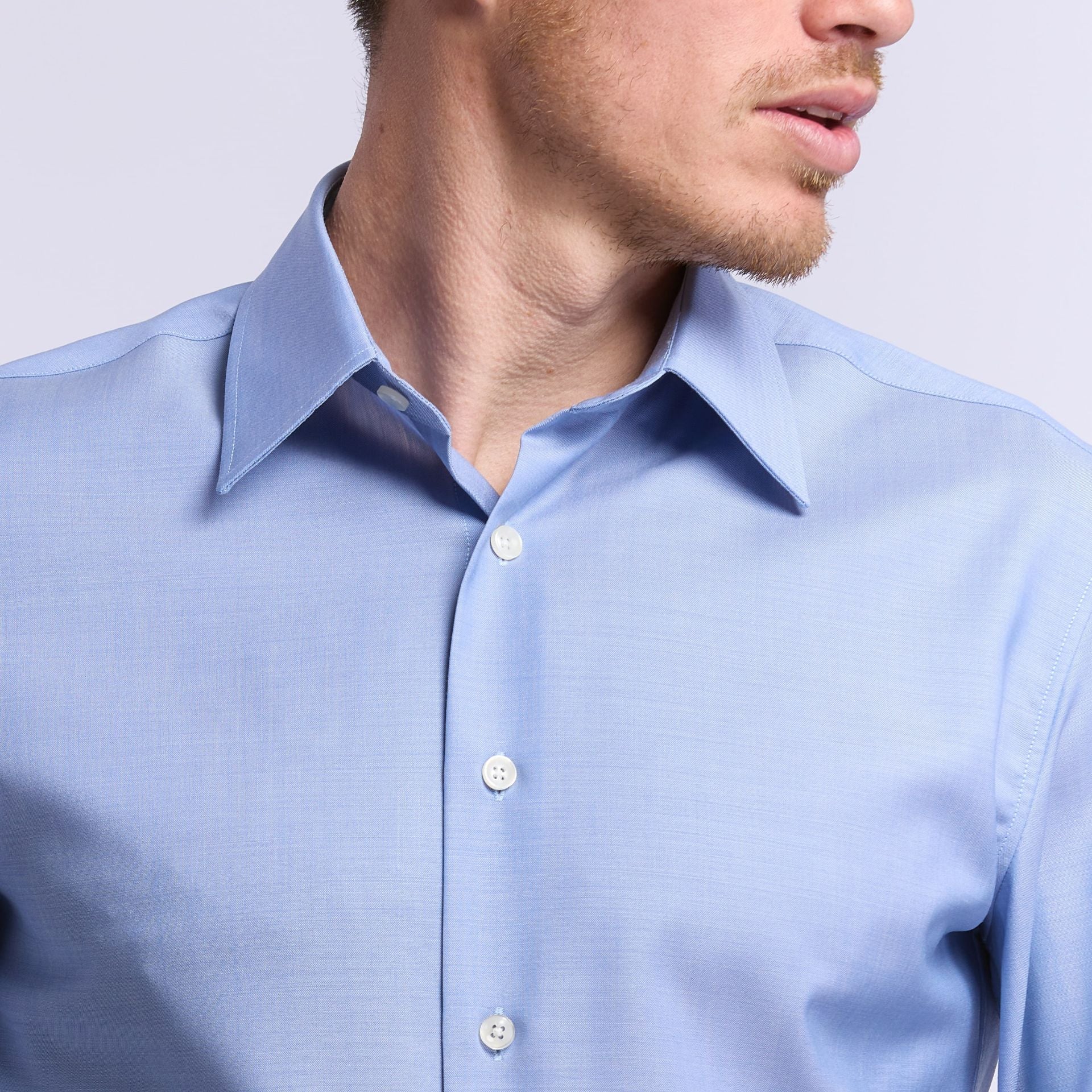 Chemise Biella 72 h merinos bleu col français Wolbe anti transpirante