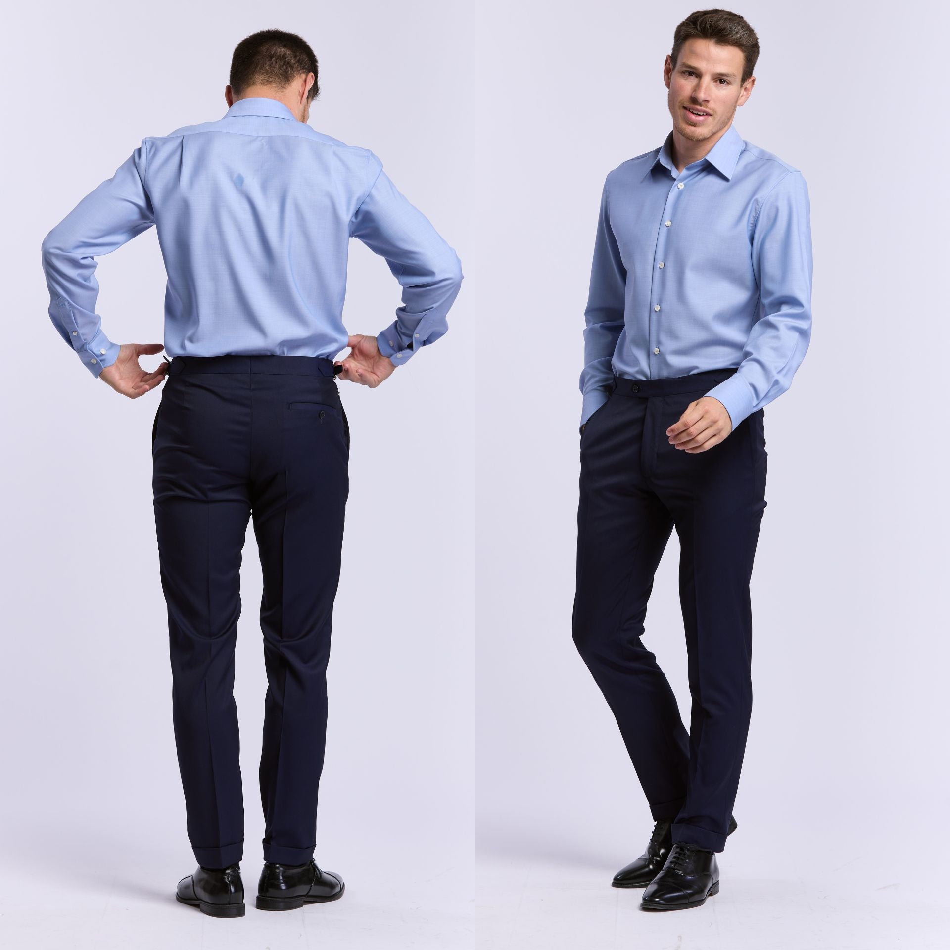 Chemise Biella 72 h merinos bleu col français Wolbe anti transpirante
