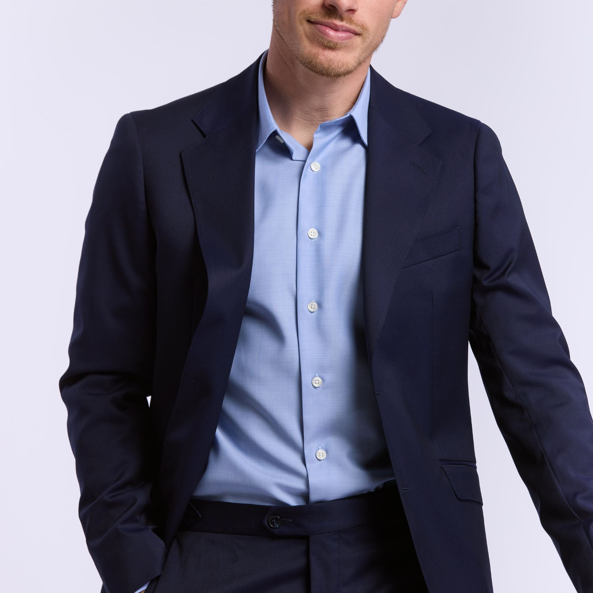 Chemise Biella 72 h merinos bleu col français Wolbe anti transpirante