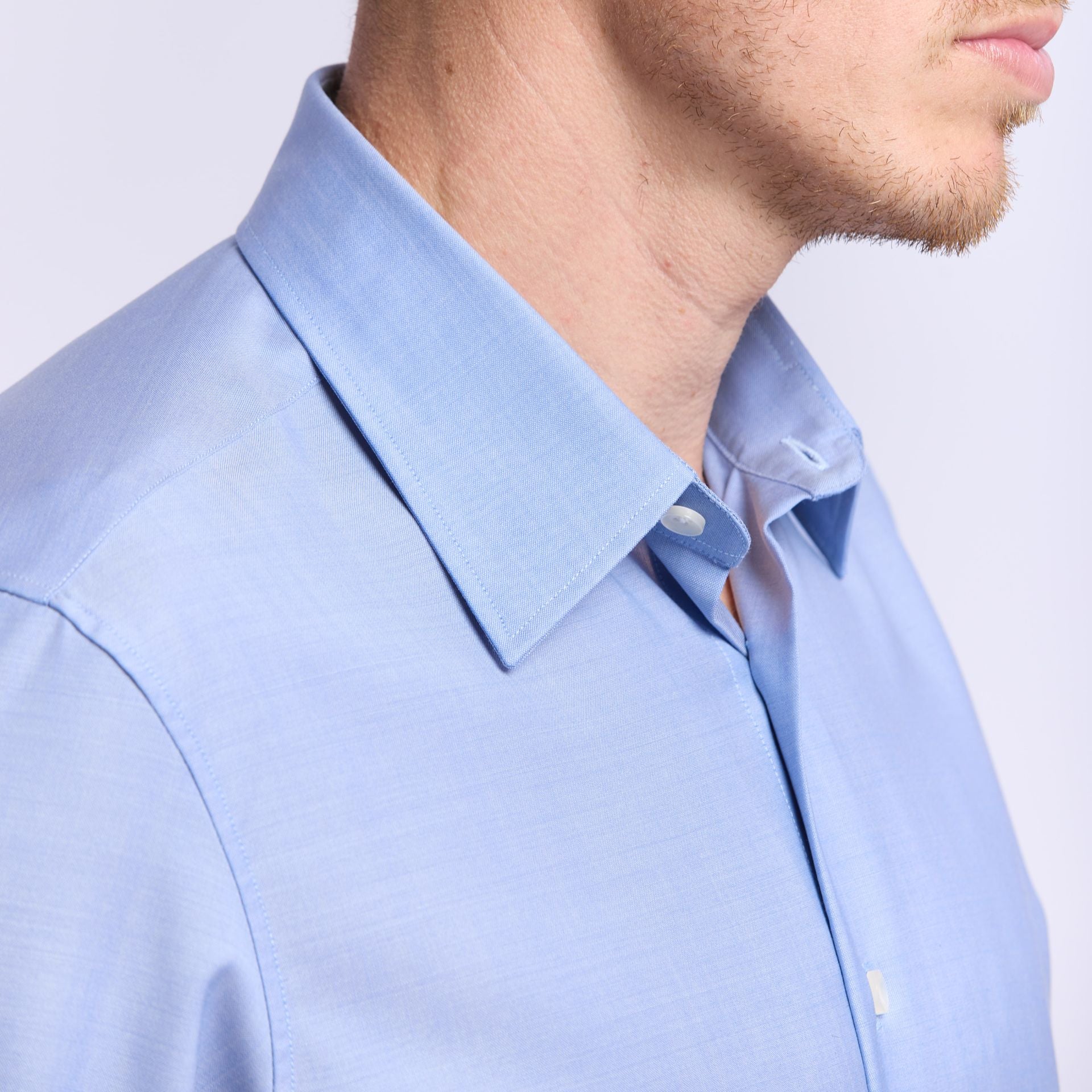 Chemise Biella 72 h merinos bleu col français Wolbe anti transpirante