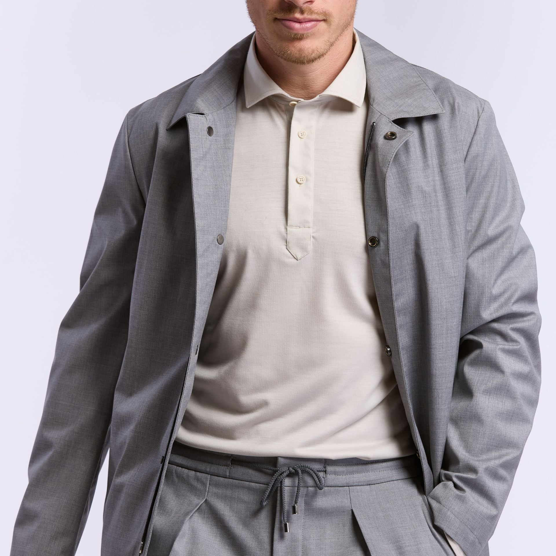 Poloshirt infroissable merinos Pyla Wolbe beige