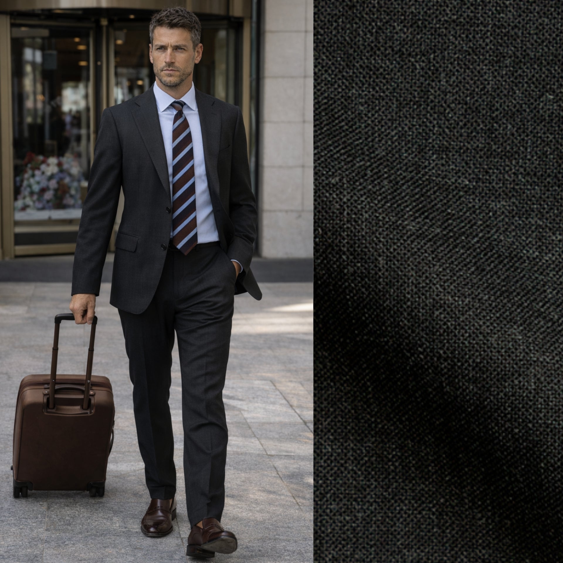 Wrinkle-free suit in Tonik wool®, half lined