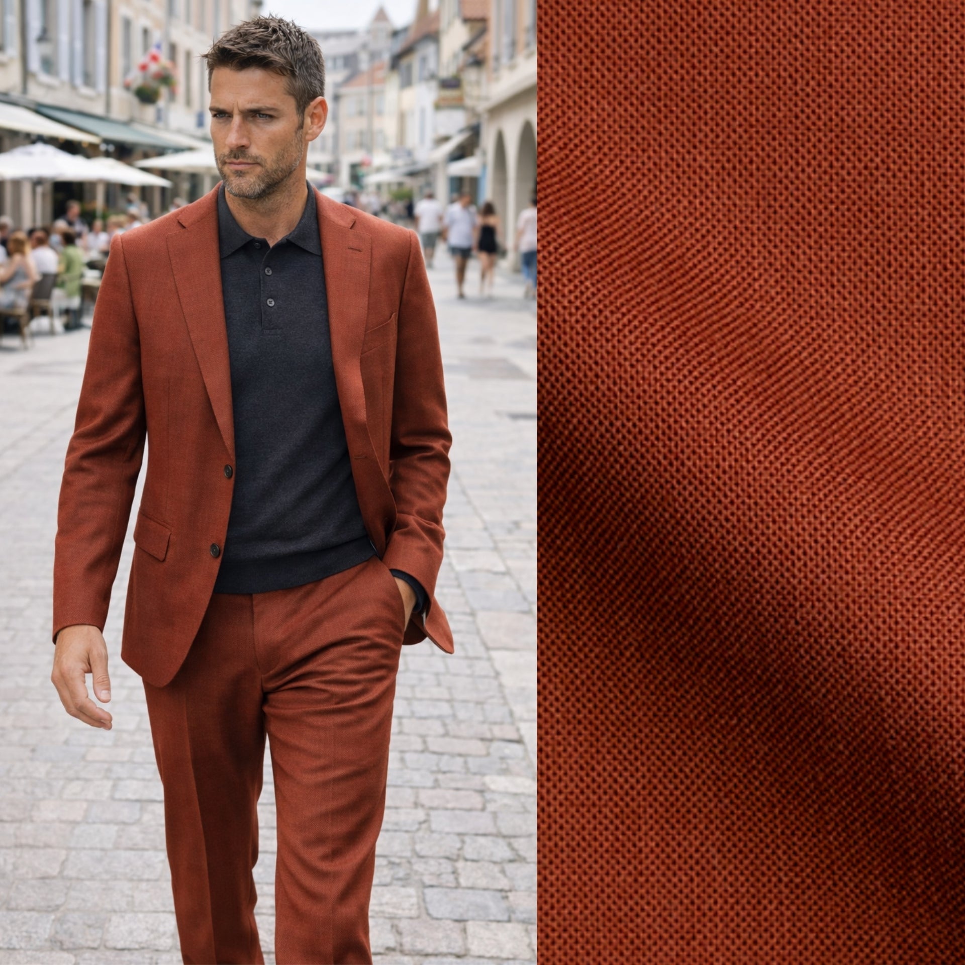 Wrinkle-free suit in Tonik wool®, half lined