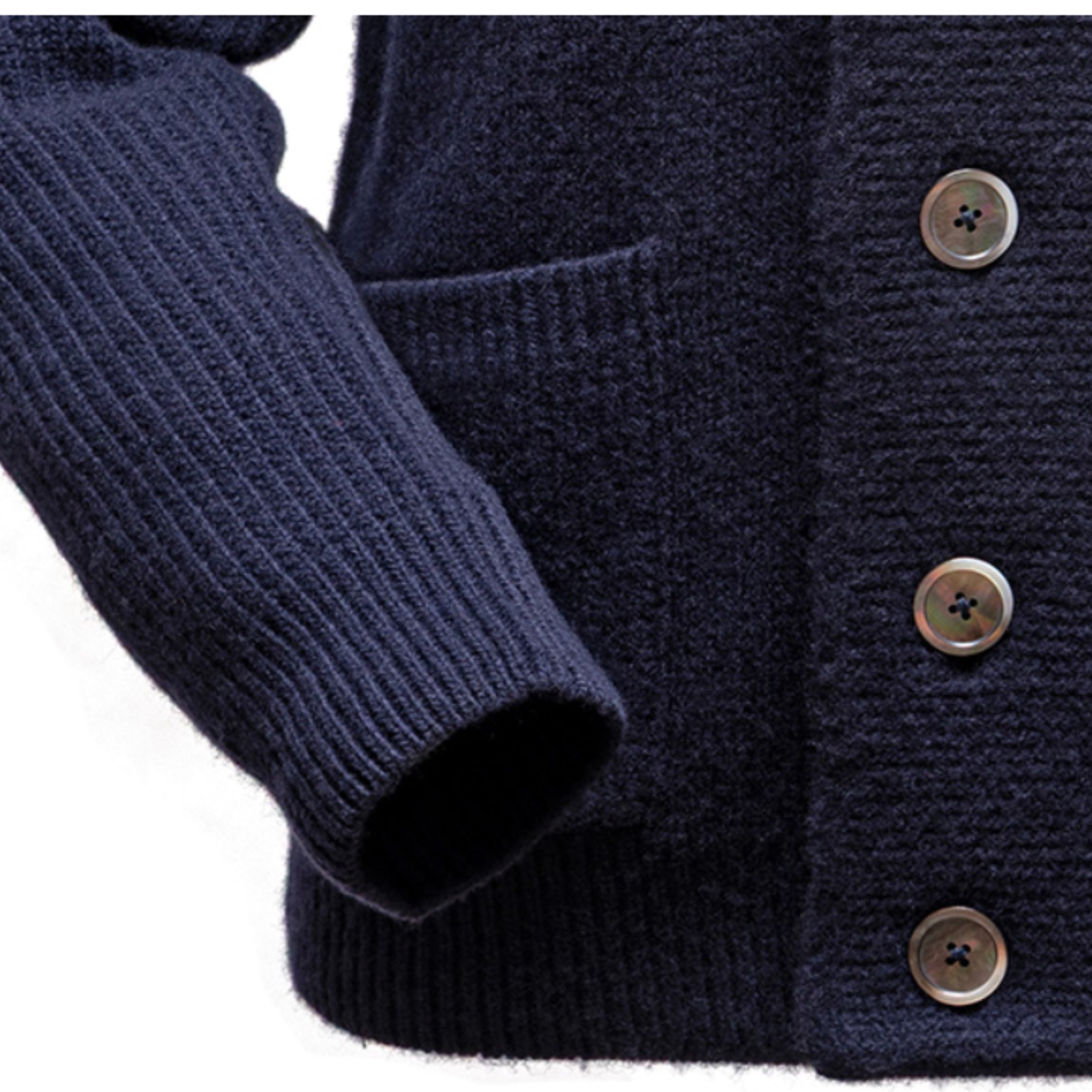 Cardigan col châle en laine d'agneau merinos