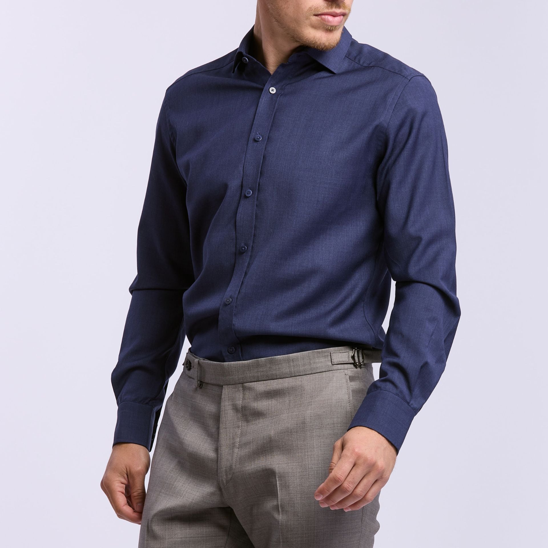 chemise 72 h Wolbe merinos antitranspirante biella bleu minuit