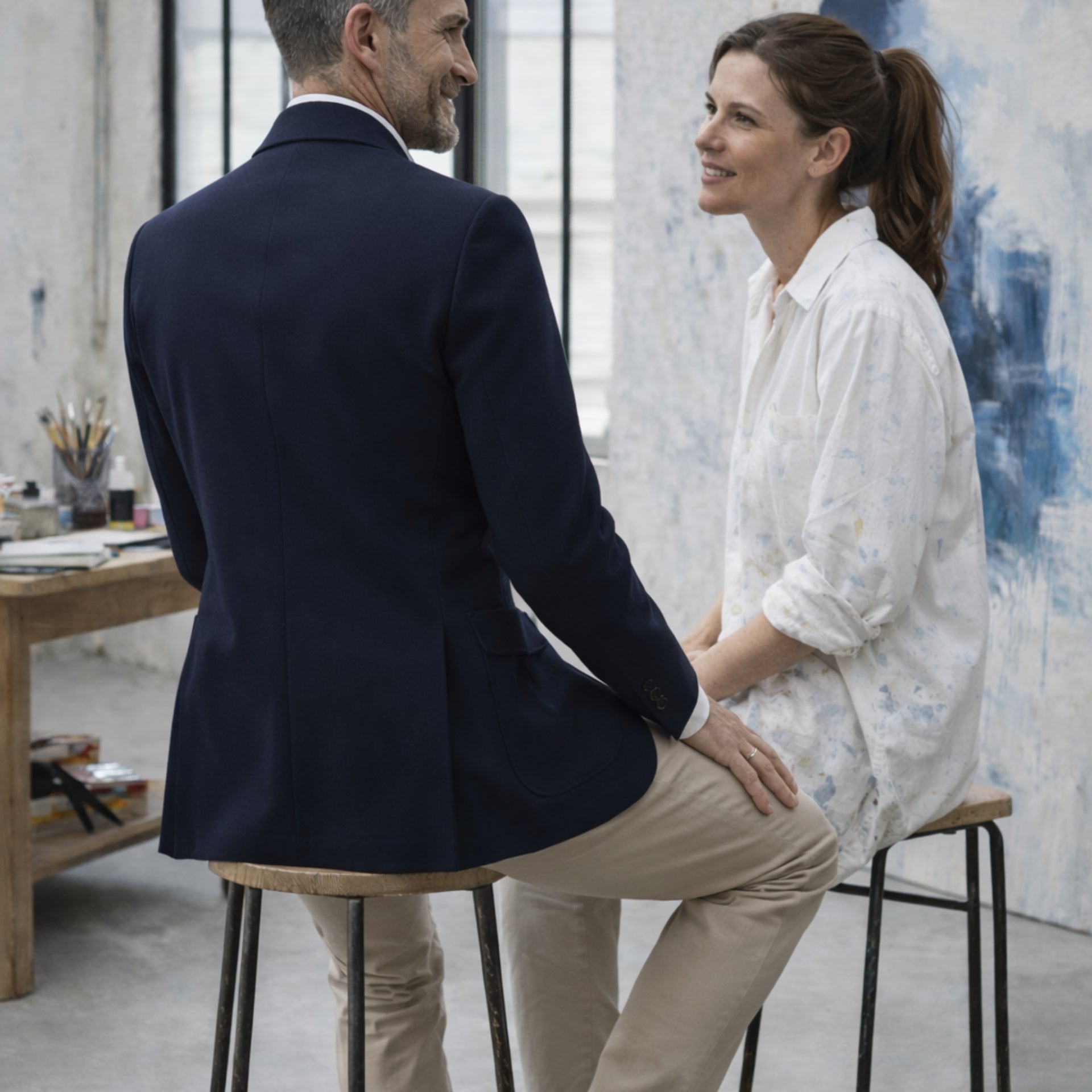 Veste de peintre Hopper en merinos, 4 boutons