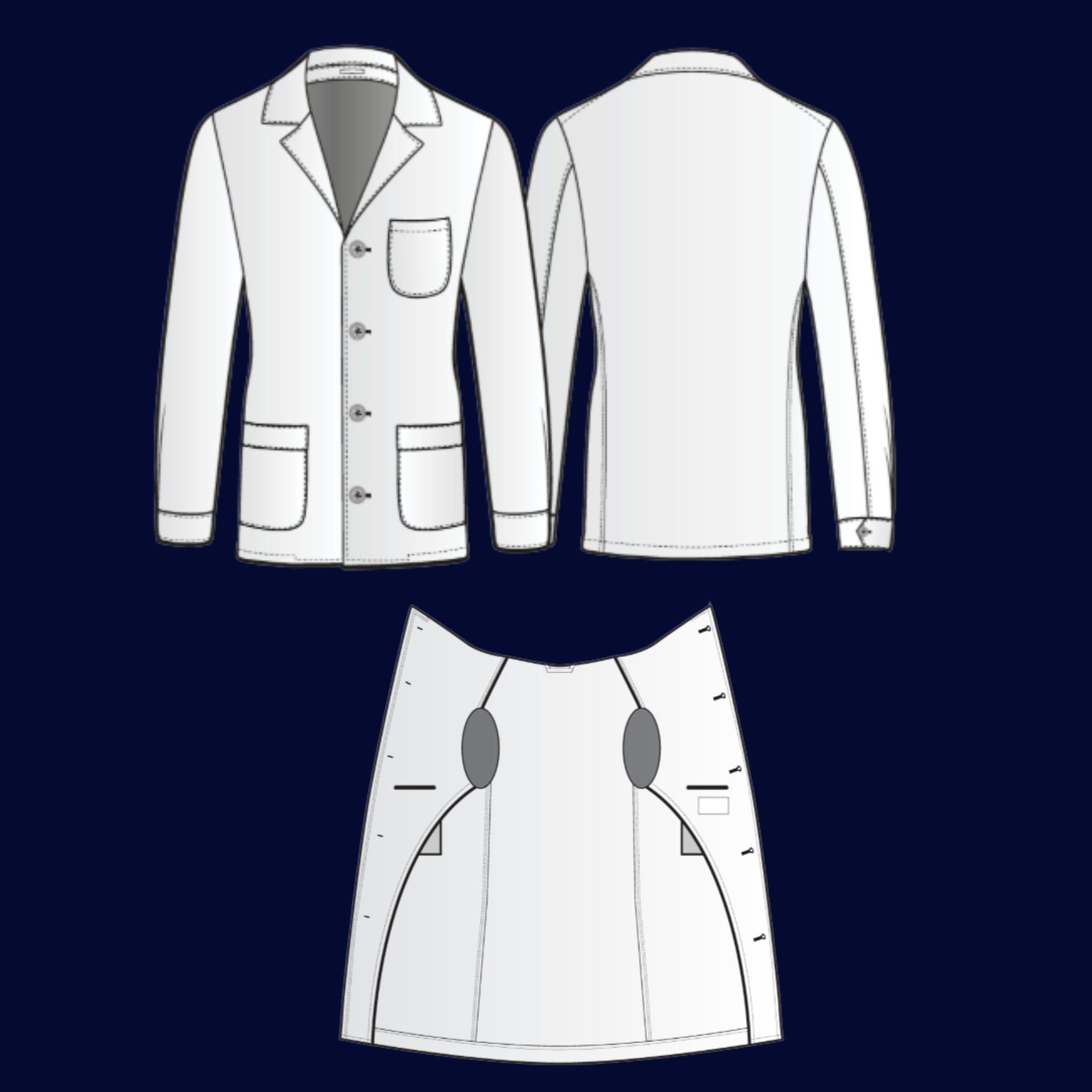 Veste de peintre Hopper en merinos, 4 boutons