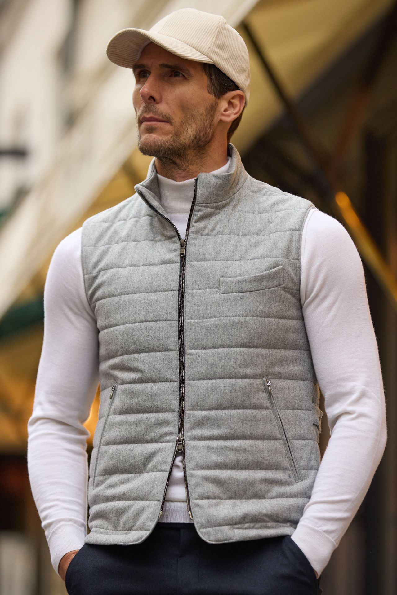 Body warmer Bellevarde gris Wolbe en flanelle