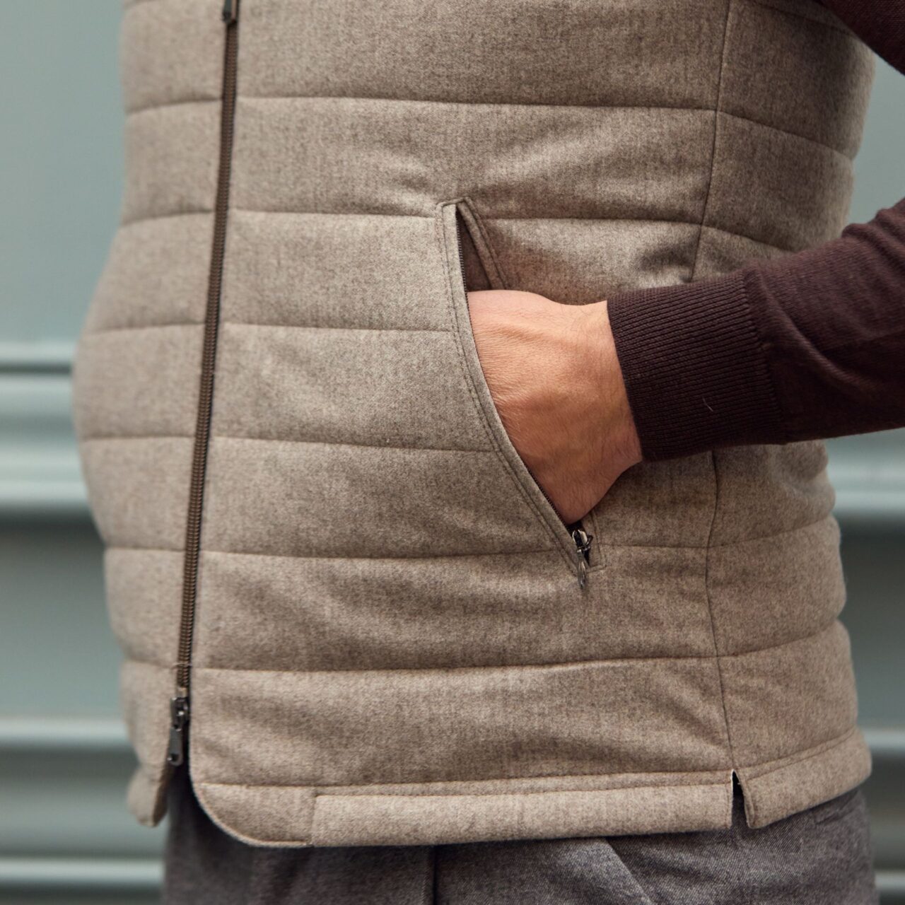 Body warmer Bellevarde taupe Wolbe en flanelle